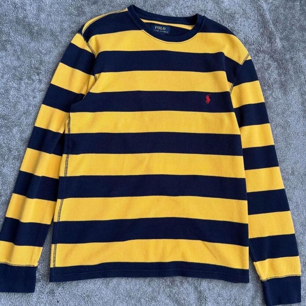 Polo Ralph Lauren yellow and navy striped long sleeve